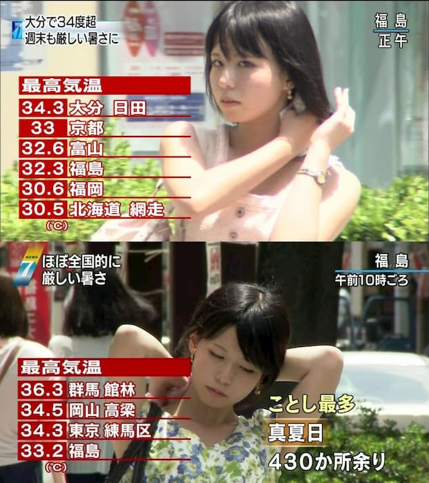 同じ人が出てくるやらせ疑惑のある街頭インタビューまとめ：NHKの気象情報によく登場する女性