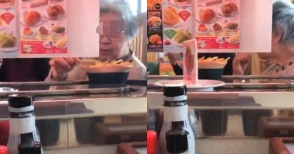 回転寿司でポテトを「1本つまみ食い」する高齢者（動画有）