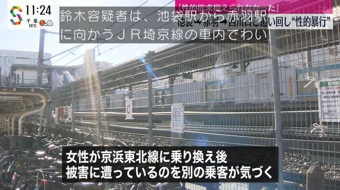 埼京線で痴漢して、さらに京浜東北線ホームまで追い回して、わいせつ行為をした鈴木一茂容疑者を逮捕！