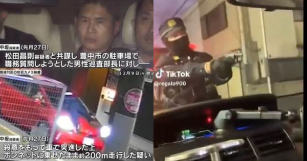 警察官を車のボンネットに乗せ200メートル走行した中坂桂樹と松田昌則を殺人未遂で逮捕！警察官は拳銃を抜いて警告！【動画有】