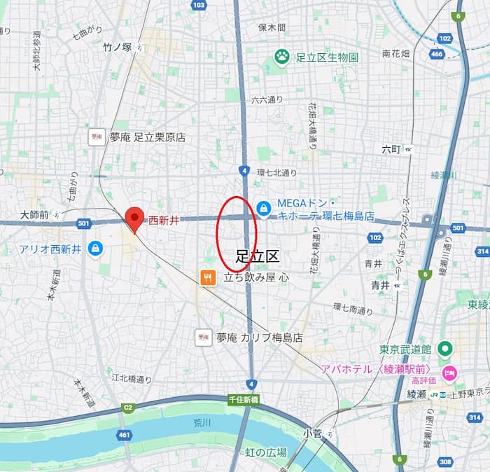 足立区梅島暴走・死傷事故が発生！認定中古車ナンバーで盗難車疑惑も・・・：事故現場の場所はどこ？