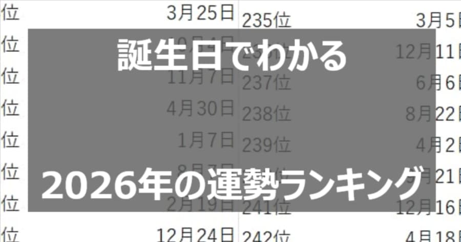 誕生日でわかる2026年の運勢ランキング